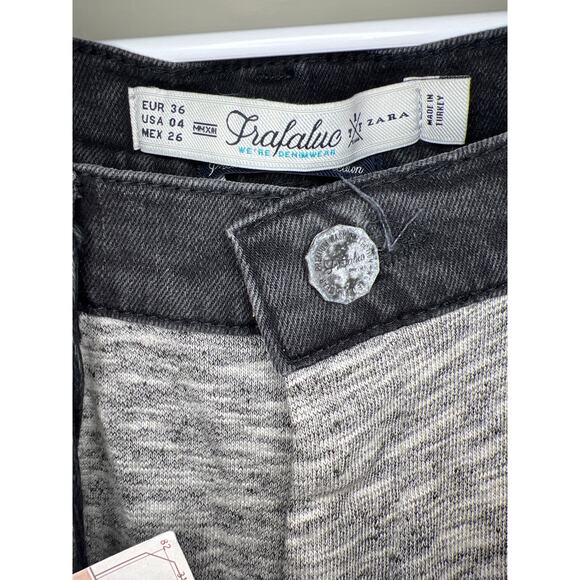 Cotton Grey Front Leg Jeans SZ 4 Zara Trafaluc Premium Wash Baggy Fit - Picture 6 of 12